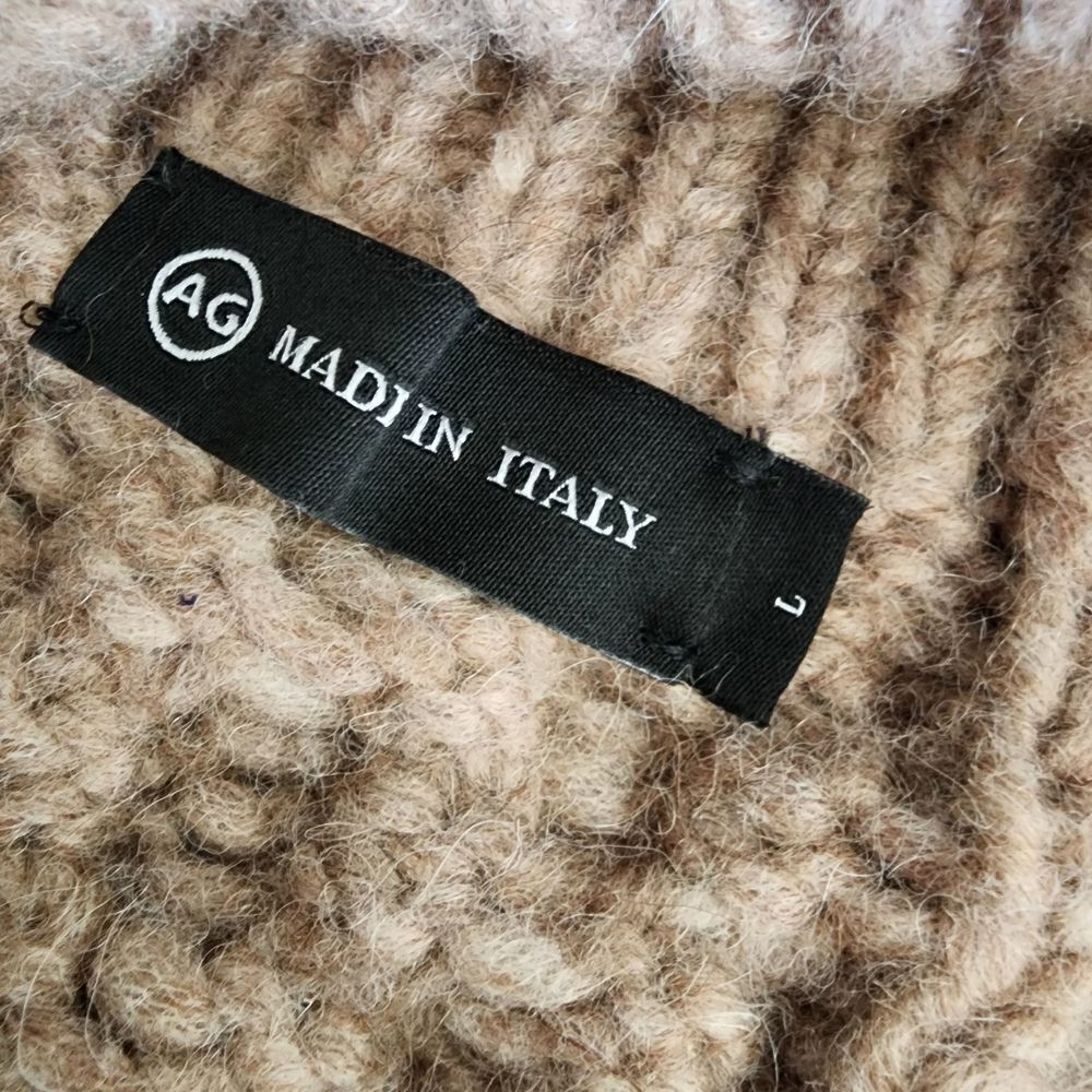 Ag Adriano Goldschmied Jeans Alpaca Wool Tan Camel Cable Knit Cardigan Unisex - Picture 14 of 16